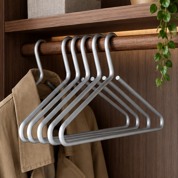 Royeva Matte Gold Non Slip Clothes Hanger-Set Of 5 Space Saving Closet Organizers