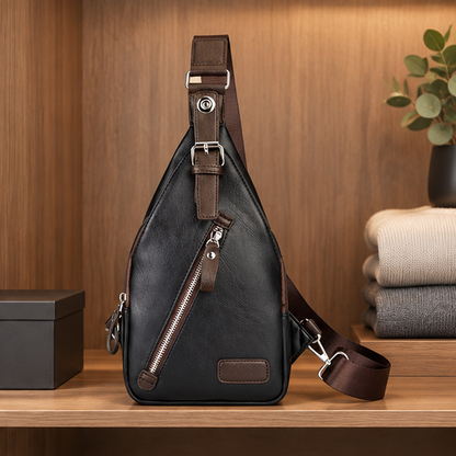 Royeva Men Anti Theft Leather Crossbody Bag-Casual Sling Backpack