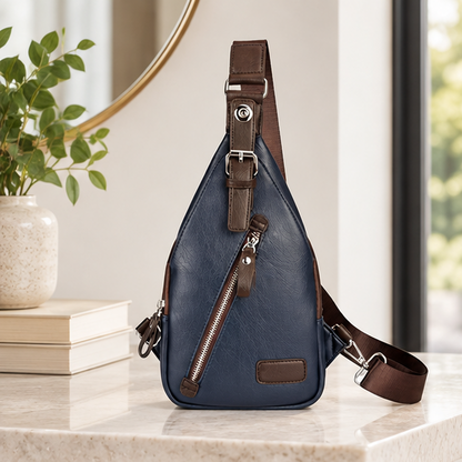 Royeva Men Anti Theft Leather Crossbody Bag-Casual Sling Backpack