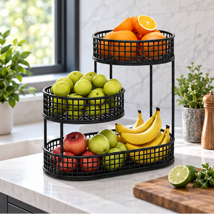 Royelle Gold 3-Tier Kitchen Counter Organizer-Fruit Basket Stand