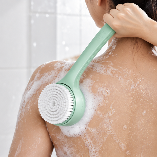 Royeva Electric Body Scrubber-Waterproof Long Handle Bath Brush with 4 Heads