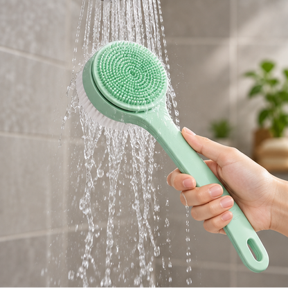Royeva Electric Body Scrubber-Waterproof Long Handle Bath Brush with 4 Heads
