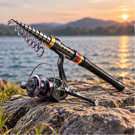 Royeva Telescopic Fishing Rod And Reel Combo-Carbon Fiber Spinning Kit