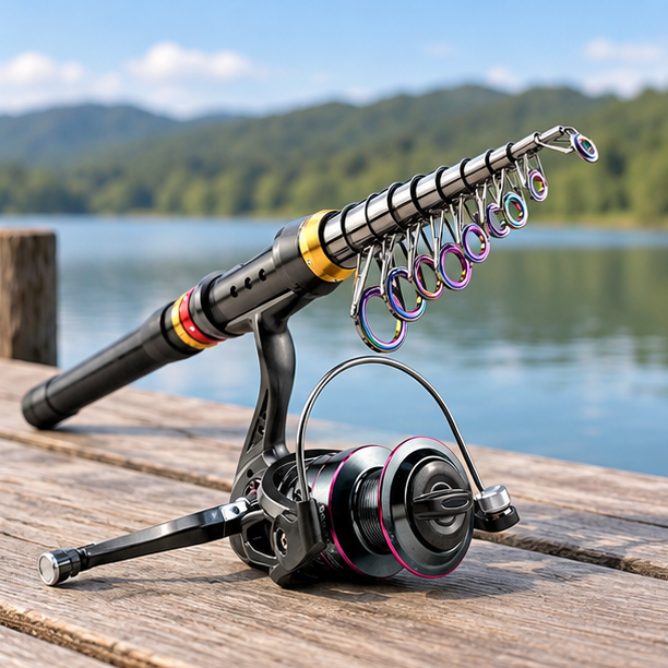 Royeva Telescopic Fishing Rod And Reel Combo-Carbon Fiber Spinning Kit