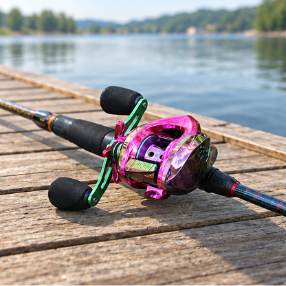 Royelle Baitcasting Fishing Rod And Reel Combo-Portable Carbon Fiber Pole