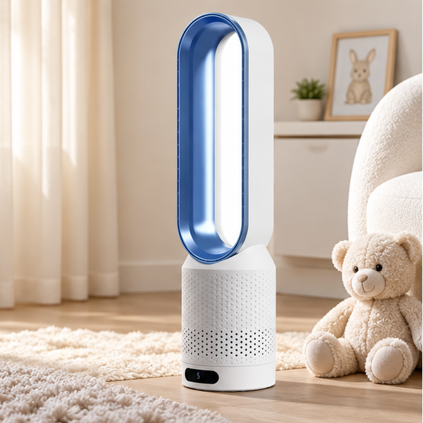 Royeva Bladeless Tower Fan And Air Purifier With UV Ionisation White
