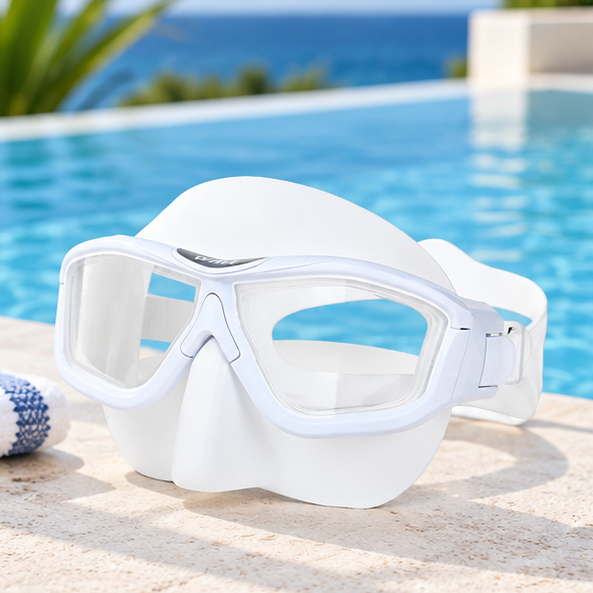 Royelle Panoramic Scuba Diving Mask-Anti Fog Snorkeling Goggles White