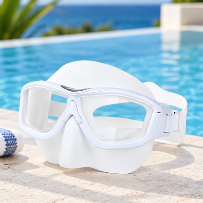 Royelle Panoramic Scuba Diving Mask-Anti Fog Snorkeling Goggles White