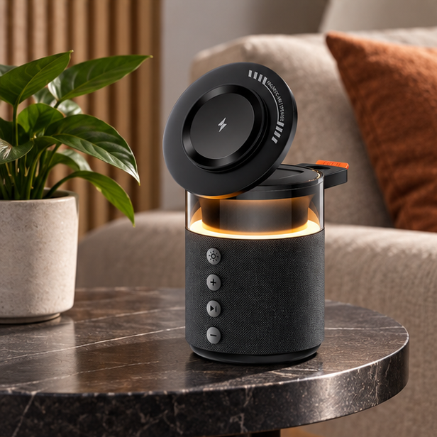 Royora 5 in 1 Magnetic Wireless Charging Station with Bluetooth Speaker and Night Light