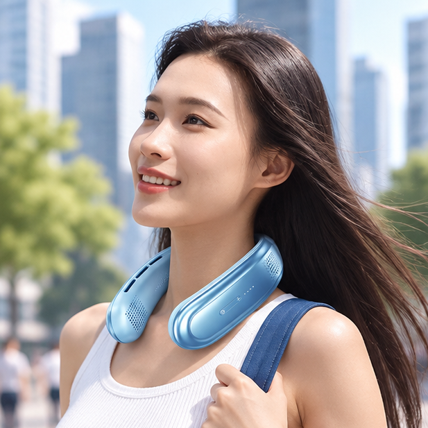 Royora Portable Bladeless Neck Fan-Rechargeable Personal Wearable Cooling Fan Blue