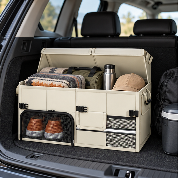 Royeva 60L Foldable Car Trunk Organizer-Waterproof Large Capacity Storage Bag Black