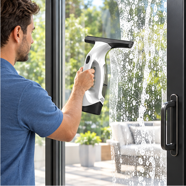 Royeva Cordless Electric Window Cleaner-Glass Vacuum Kit With Spray Bottle