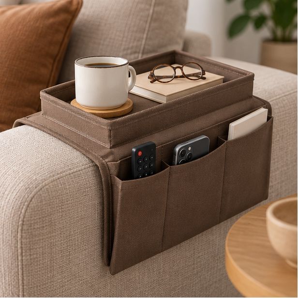 Royelle Sofa Armrest Organizer And Remote Holder-Couch Caddy