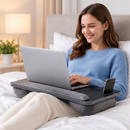 Royeva Portable Wooden Laptop Desk-Bed Tray With Mouse Pad And Wrist Rest