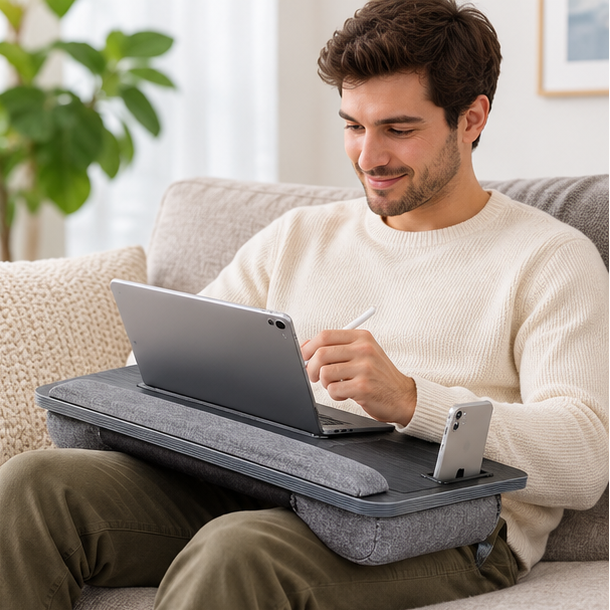 Royeva Portable Wooden Laptop Desk-Bed Tray With Mouse Pad And Wrist Rest