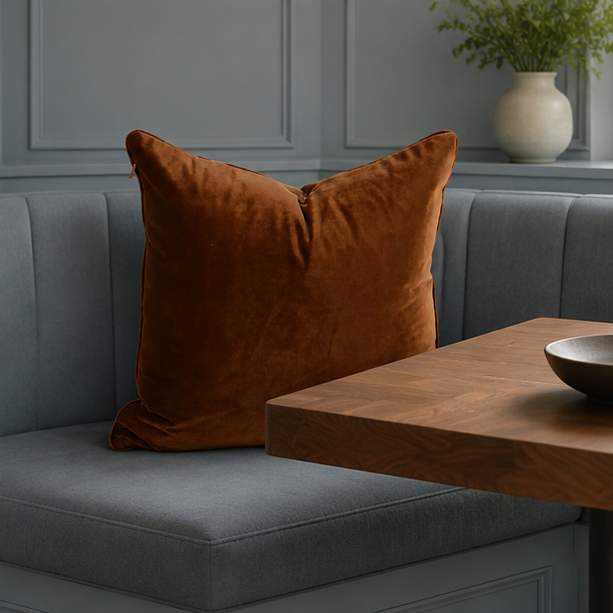 Eloria Luxury Brown Velvet Throw Pillow Cover for Sofa & Bed Decor