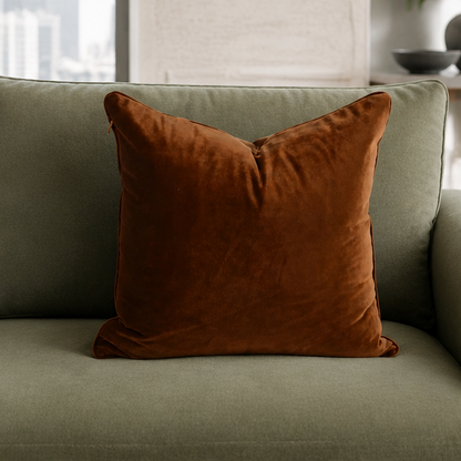 Eloria Luxury Brown Velvet Throw Pillow Cover for Sofa & Bed Decor