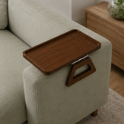 Novara Bamboo Armrest Tray Table for Sofa Couch Arm-Wide Flat Design