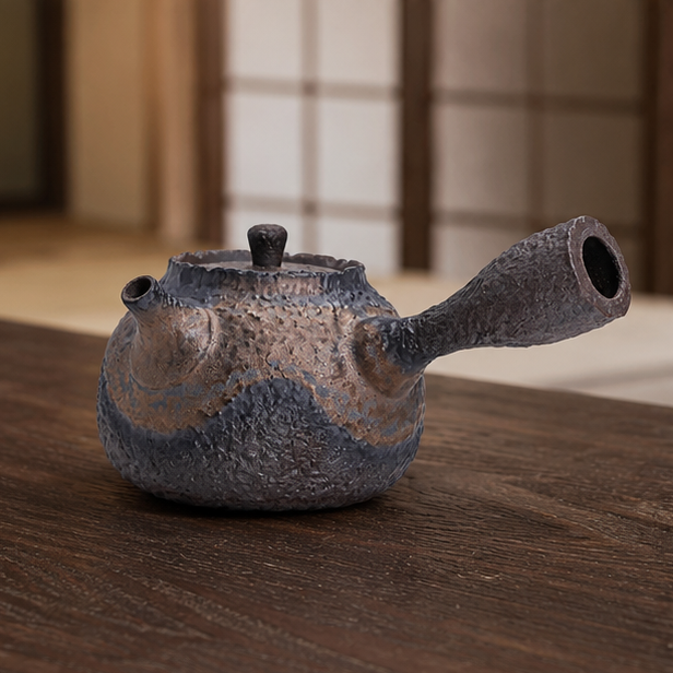 Royora Japanese Kyusu Teapot - Textured Ceramic Side Handle Tea Kettle