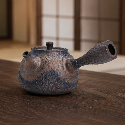 Royora Japanese Kyusu Teapot - Textured Ceramic Side Handle Tea Kettle