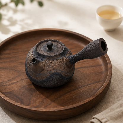 Royora Japanese Kyusu Teapot - Textured Ceramic Side Handle Tea Kettle