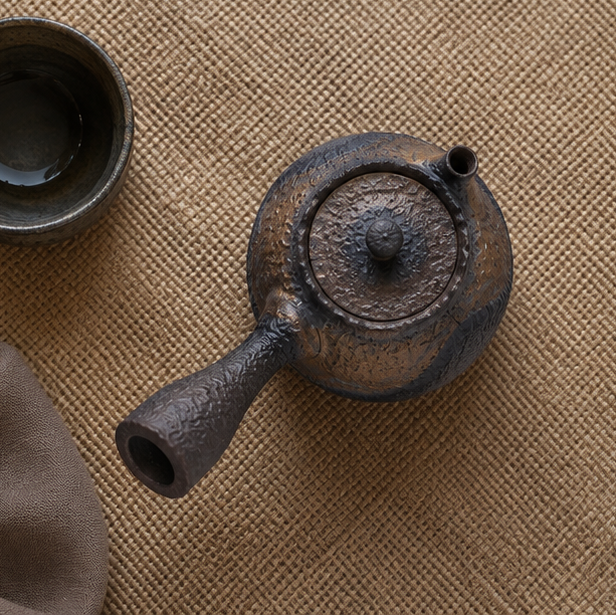 Royora Japanese Kyusu Teapot - Textured Ceramic Side Handle Tea Kettle