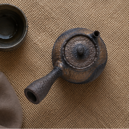 Royora Japanese Kyusu Teapot - Textured Ceramic Side Handle Tea Kettle