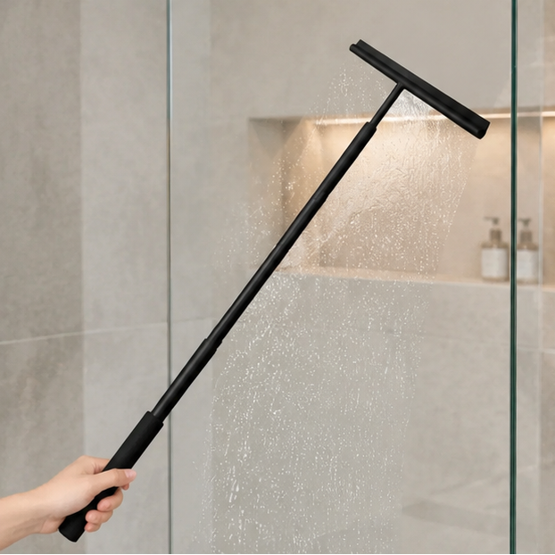 Royeva Extendable Shower Squeegee with Hook - Telescopic Glass Wiper for Bathroom & Car