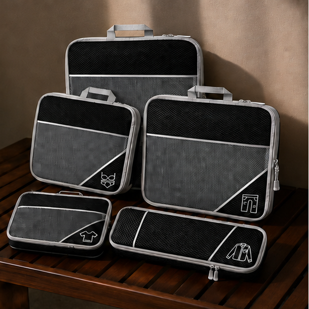 Eloria 5-Piece Compression Packing Cubes for Travel Luggage Organizer