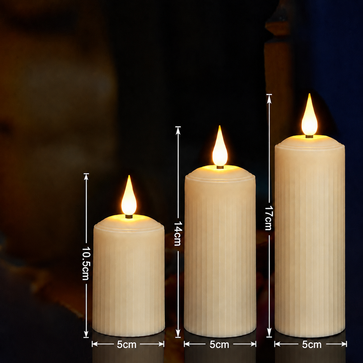 Novara LED Flameless Pillar Candles-Flickering Rechargeable Wax Candle Set