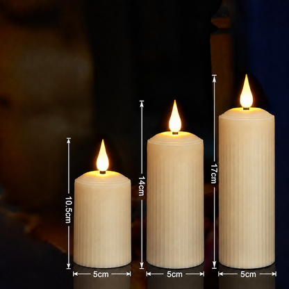 Novara LED Flameless Pillar Candles-Flickering Rechargeable Wax Candle Set