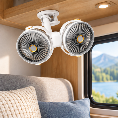 Royeva Dual Head Portable USB Desk Fan-Wall Mounted Circulation Fan