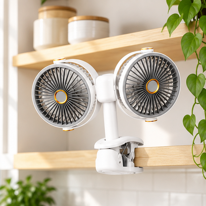 Royeva Dual Head Portable USB Desk Fan-Wall Mounted Circulation Fan