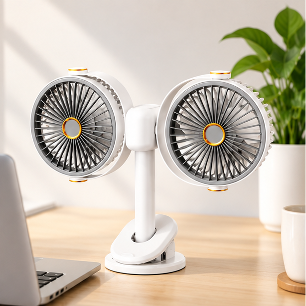 Royeva Dual Head Portable USB Desk Fan-Wall Mounted Circulation Fan