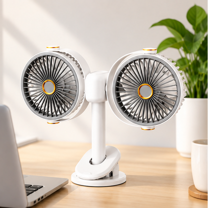 Royeva Dual Head Portable USB Desk Fan-Wall Mounted Circulation Fan