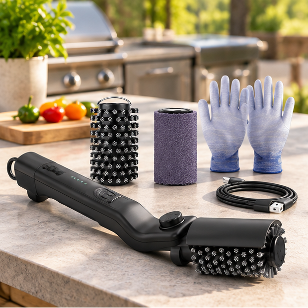 Royeva Electric BBQ Grill Brush-Cordless 3 Speed Cleaner with Adjustable Head