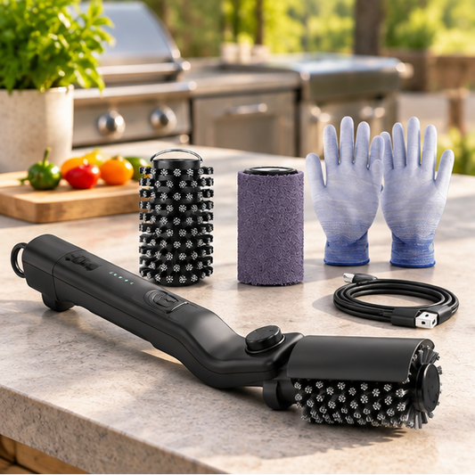 Royeva Electric BBQ Grill Brush-Cordless 3 Speed Cleaner with Adjustable Head