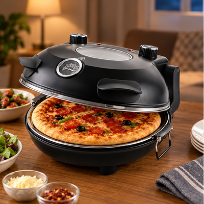 Royora Electric Pizza Maker-1200W Countertop Stone Oven With Dual Controls