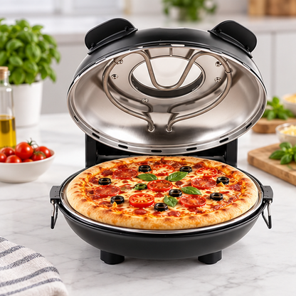 Royora Electric Pizza Maker-1200W Countertop Stone Oven With Dual Controls