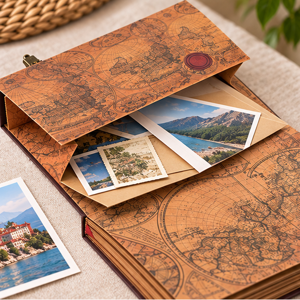 Royeva Leather Adventure Scrapbook Album-DIY Memory Travel Photo Journal Book