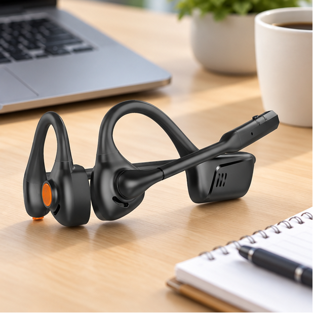 Royeva Open Ear Bluetooth Headphones With Boom Mic And Low Latency
