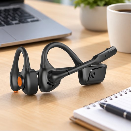 Royeva Open Ear Bluetooth Headphones With Boom Mic And Low Latency