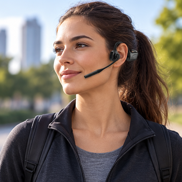 Royeva Open Ear Bluetooth Headphones With Boom Mic And Low Latency