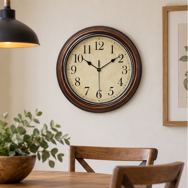 Royeva Classic Wooden Wall Clock-Silent Movement For Living Room