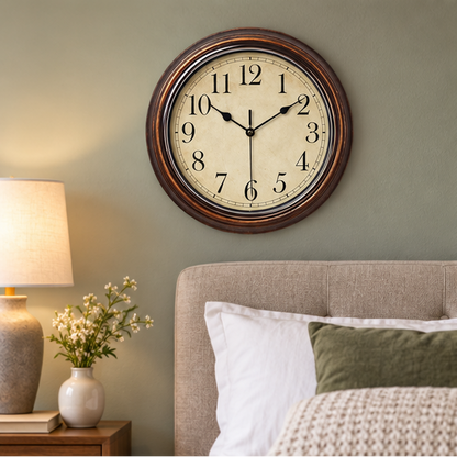Royeva Classic Wooden Wall Clock-Silent Movement For Living Room