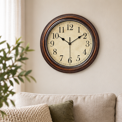 Royeva Classic Wooden Wall Clock-Silent Movement For Living Room