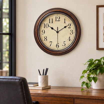 Royeva Classic Wooden Wall Clock-Silent Movement For Living Room