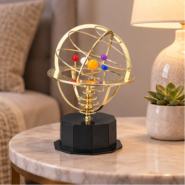 Royeva Brass Solar System Model-Rotating Desktop Display Orrery