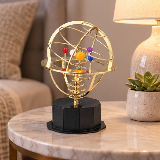 Royeva Brass Solar System Model-Rotating Desktop Display Orrery