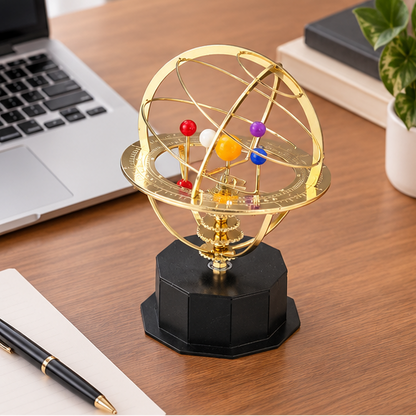 Royeva Brass Solar System Model-Rotating Desktop Display Orrery